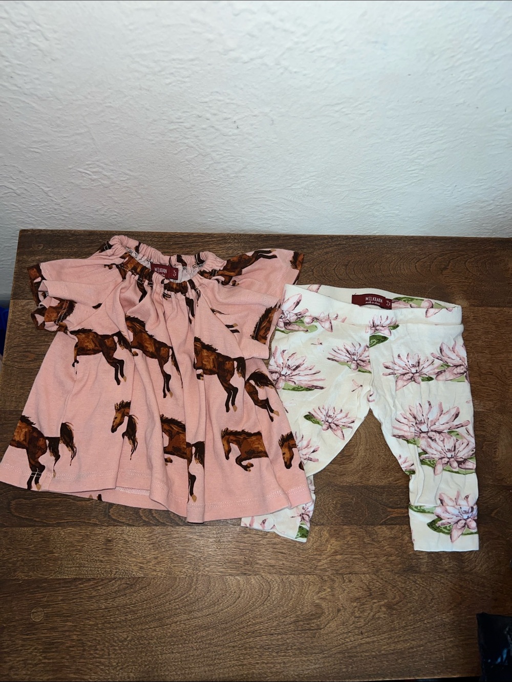 Milkbarn 3-6 month top pants horse lilypads